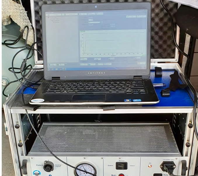 Screen showing pressure of pipes during Air pressure test. Drainage Sewage