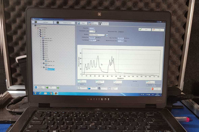 Screen showing air pressure during Air Pipe Pressure testing