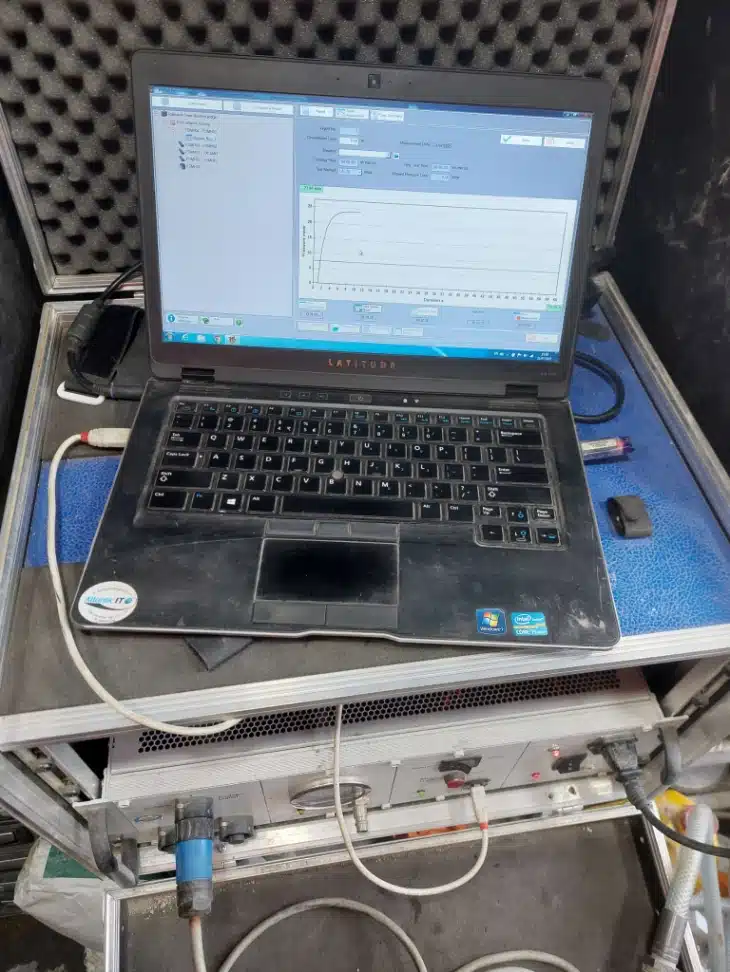 hydrostatic testing - pressure testing and monitoring on laptop